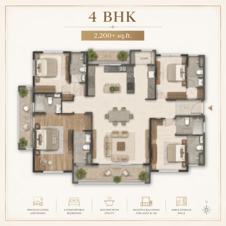Prestige Avon 4 BHK floor plan layout